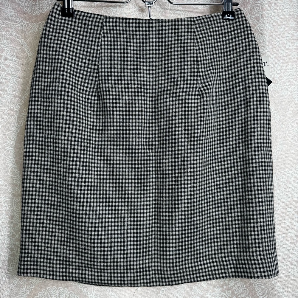 Vintage NWT Daily Habit Linen Blend Checkered Gingham Mini Pencil Skirt